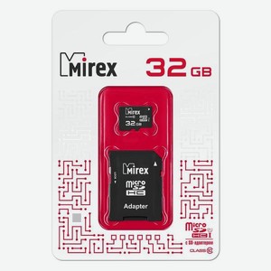 Карта памяти Mirex microsdhc 32GB UHS-I, U1, Class 10, с адаптером (13613-ADSUHS32) 