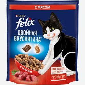 Корм для взрослых кошек FELIX Сухой Двойная Вкуснятина с мясом, Россия, 600 г 