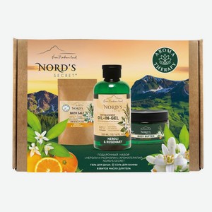 Набор подарочный Nord s Secret Гель для душа 300мл + масло 250мл + соль для ванн 250г 