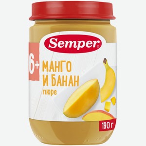 Пюре Semper манго-банан с 6 месяцев, 190г 
