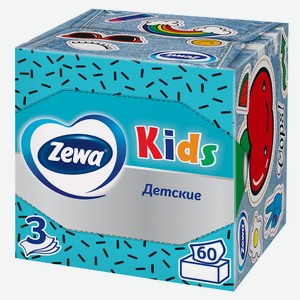 Салфетки бумажные в коробке Zewa Kids, 3 слоя 