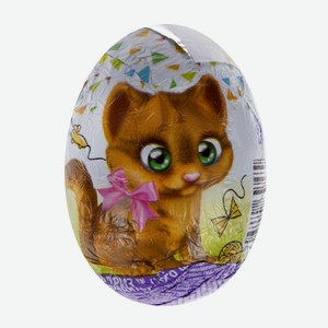 Яйцо шоколадное Забавный сюрприз для девочек щенки и котята 20г 
